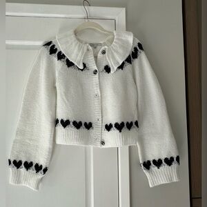Heart Pattern Cropped Cardigan